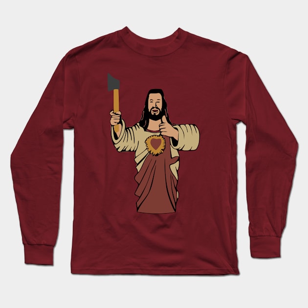 Buddy Christ Axe Thrower | The Axe Shoppe Long Sleeve T-Shirt by The Axe Shoppe